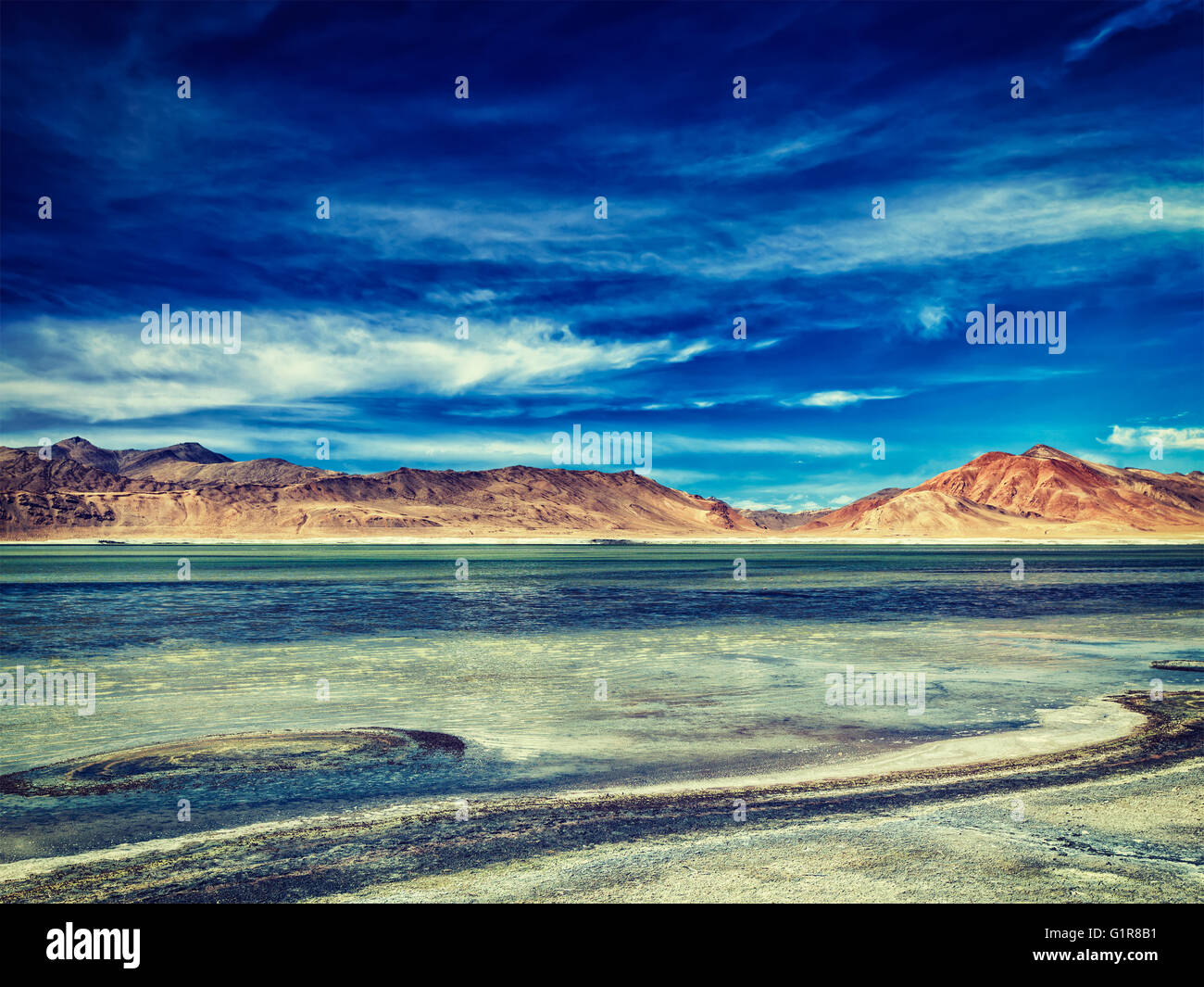 Salt Lake Tso Kar im Himalaya. Ladakh, Indien Stockfoto