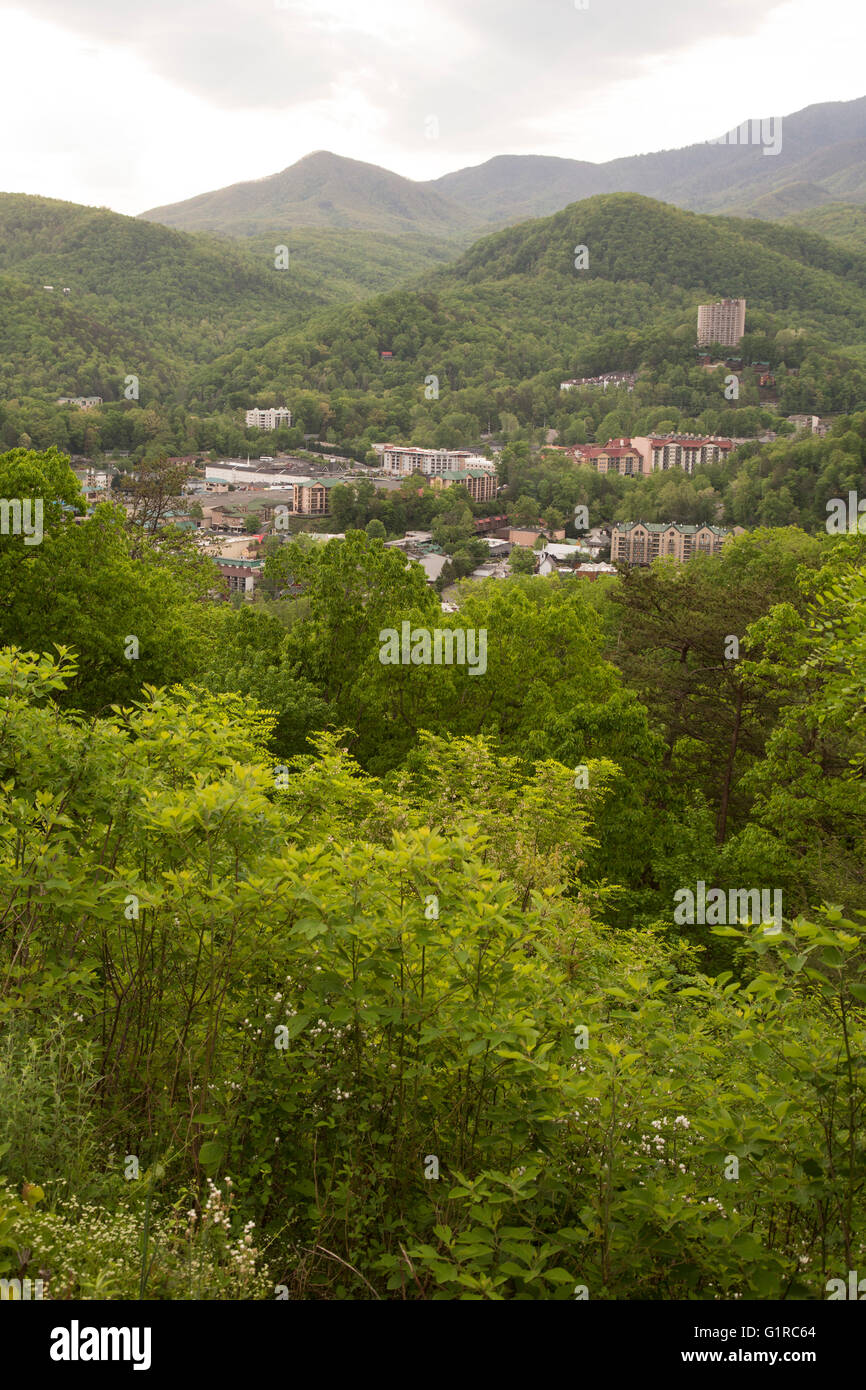 Gatlinburg, Tennessee, einem Ferienort am Rande des Great Smoky Mountains National Park. Stockfoto