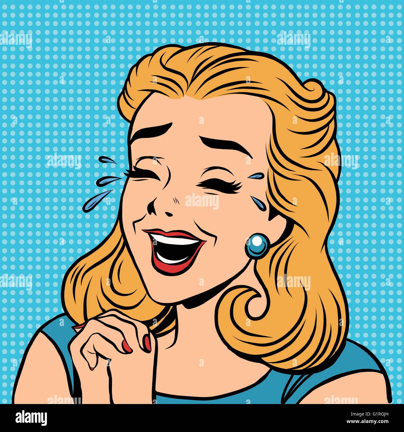 Emoji Retro-Lachen Freude Witz Mädchen emoticons Stock Vektor