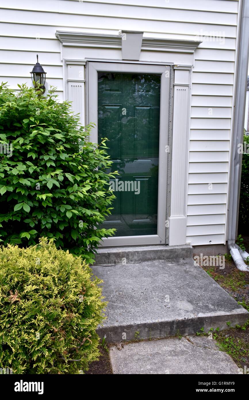 Eine grüne Wohnhaus Tür Stockfoto