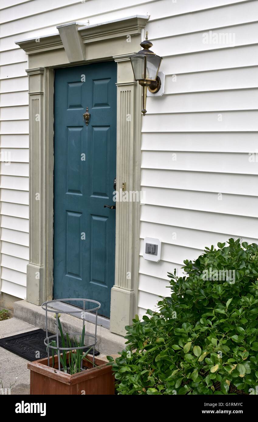 Eine grüne Wohnhaus Tür Stockfoto