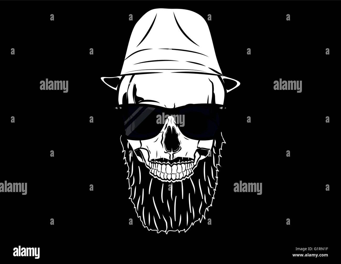 Abbildung Vektor Grafik Totenkopf Pirat Hipster für den kreativen Einsatz in Grafik-design Stock Vektor