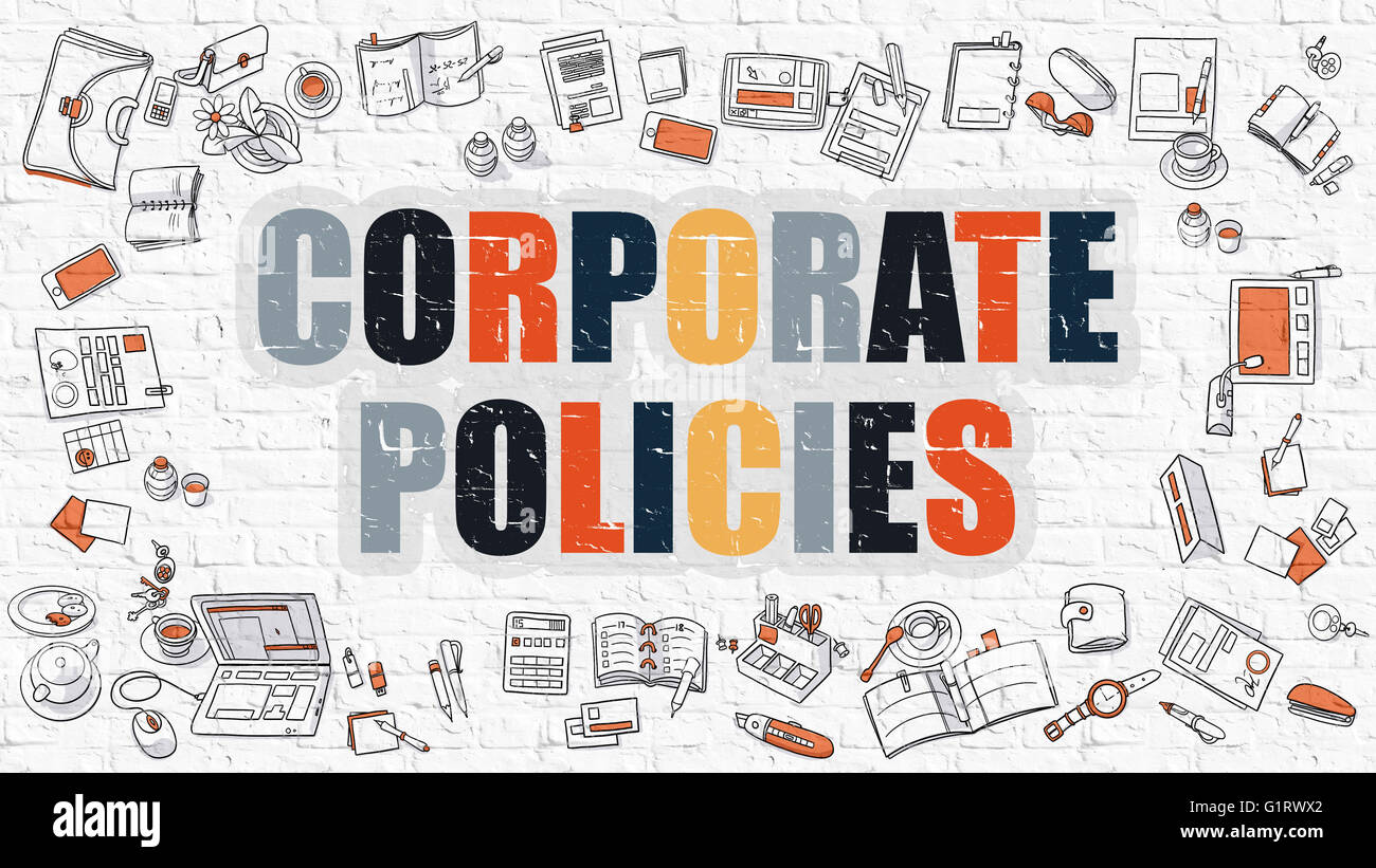 Unternehmenspolitik in Multicolor. Doodle-Design. Stockfoto