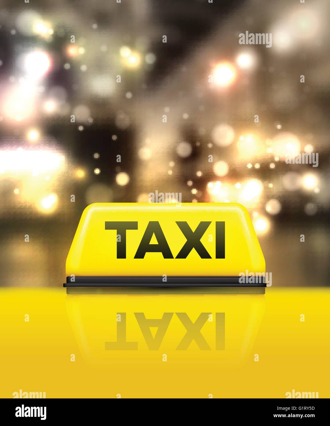 Taxi Auto auf der Straße in der Nacht. Vektor-illustration Stock Vektor