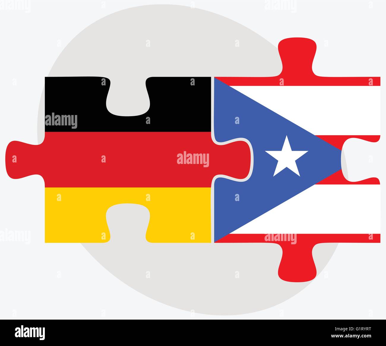 Deutschland und Puerto Rico Flaggen in puzzle isolierten auf weißen Hintergrund Stock Vektor