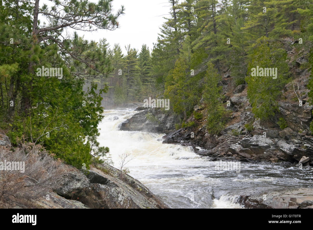 Wasserfälle auf Aux Sable River, Ontario, Kanada. Stockfoto