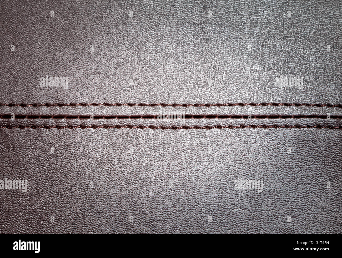 Leder-Textur mit einer horizontale Naht Stockfoto