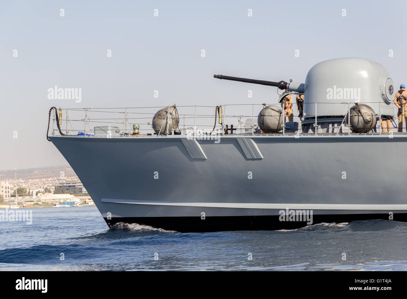 Kanone der deutschen Marine Schnellboot Stockfoto