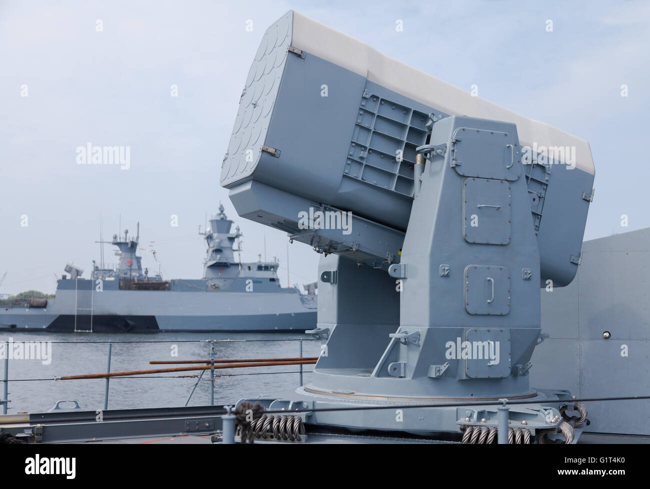 Rolling Airframe Missile System auf deutsche Marine corvette Stockfoto