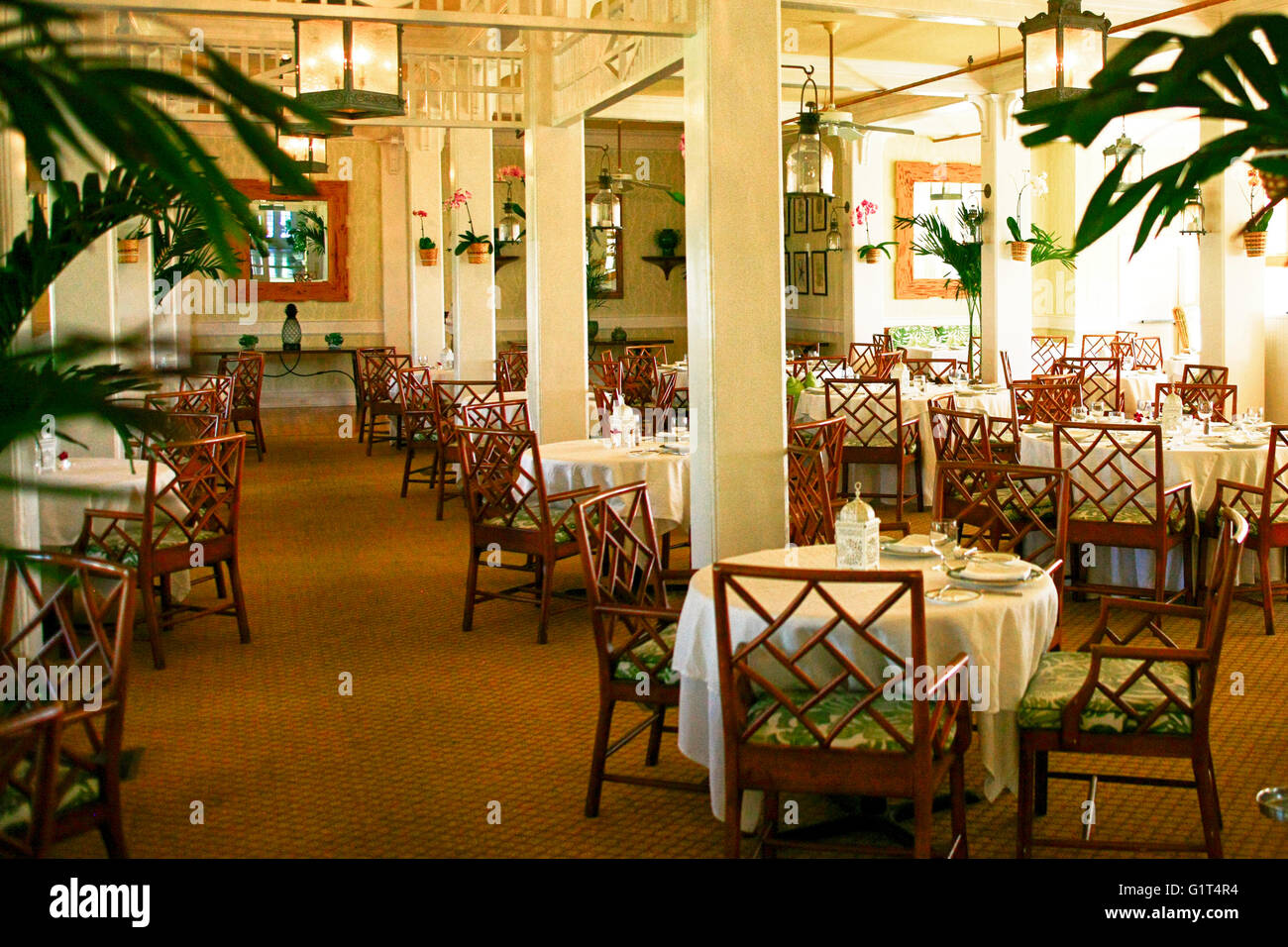 Die formale Esszimmer im Gasparilla Inn & Club, Boca Grande, auf Gasparilla Island, Florida Stockfoto