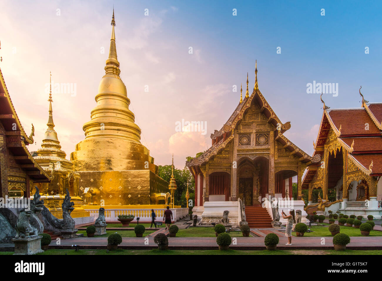 Wat Phra Singh Tempel Stockfoto