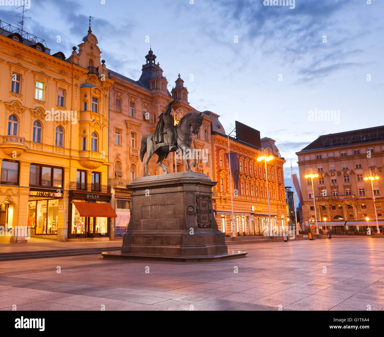 Ban Josip Jelacic Statue in Zagreb Stadt am Hauptplatz Stockfoto