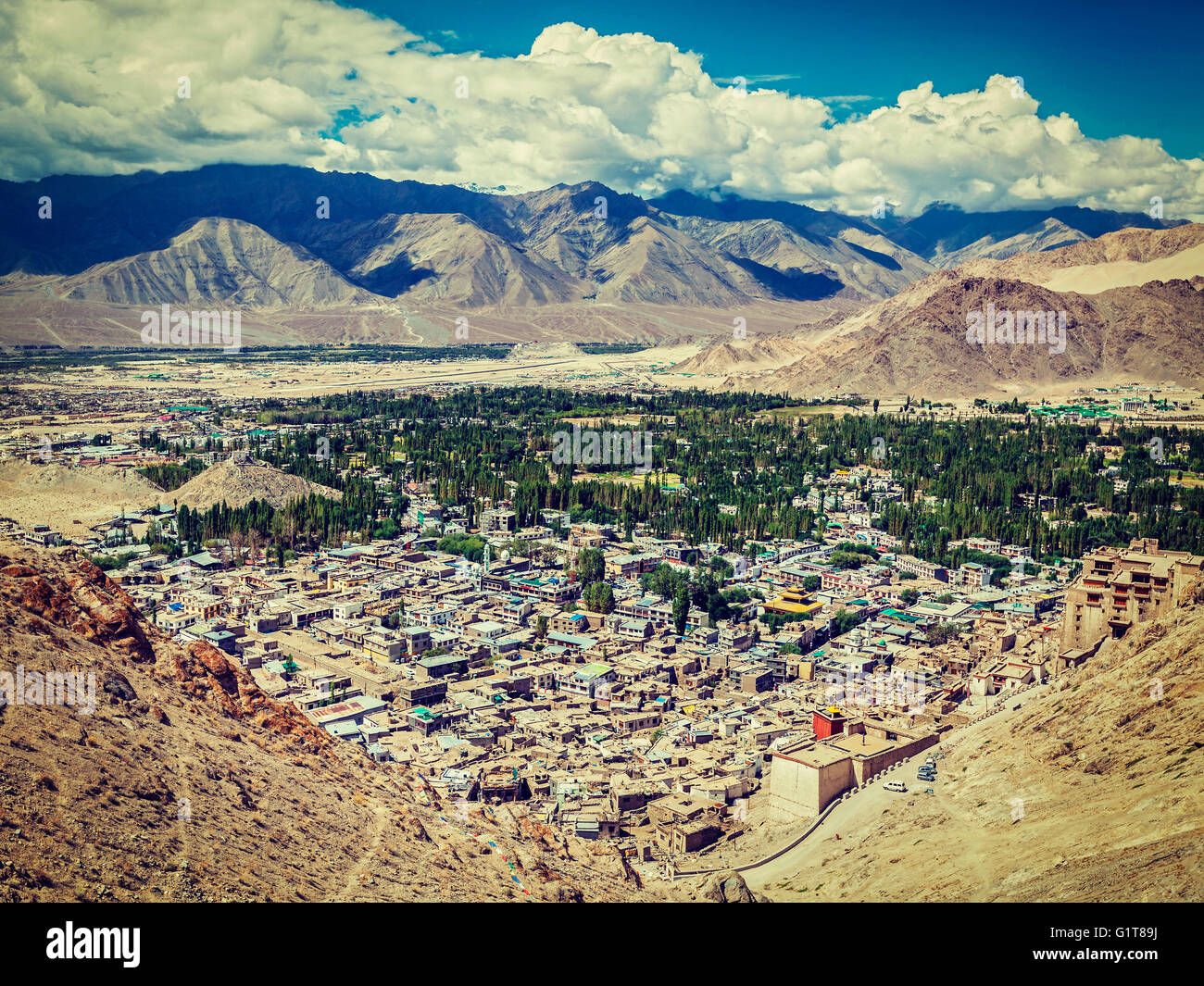 Luftaufnahme des Leh. Ladakh, Indien Stockfoto