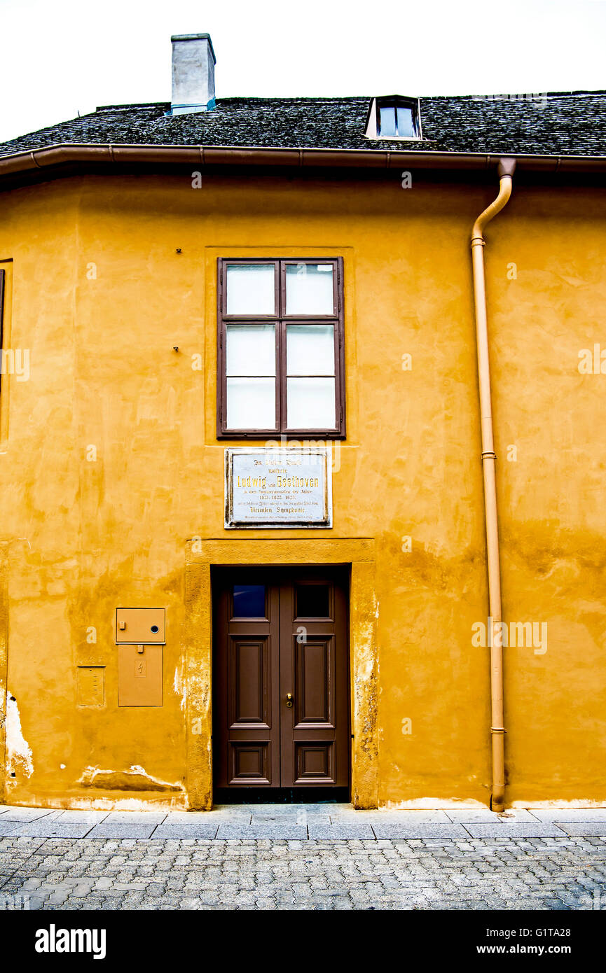Baden bei Wien, Österreich, wo der Komponist Beethoven lebte; Beethovenhaus in Baden Bei Wien, Österreich Stockfoto