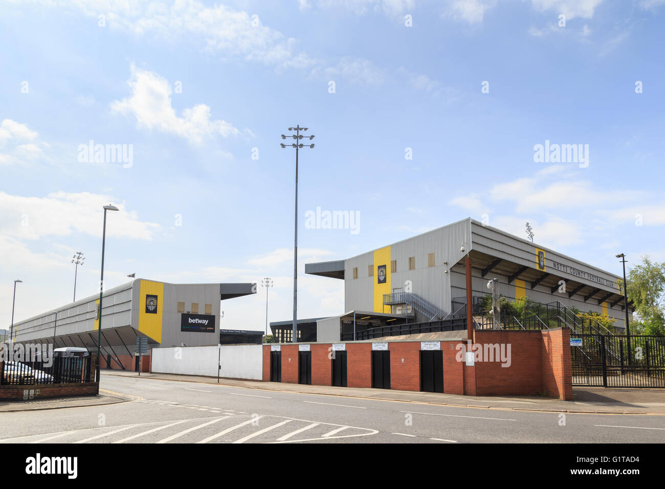 Außenseite von Notts County Football Club Boden. In Nottingham, England. Stockfoto