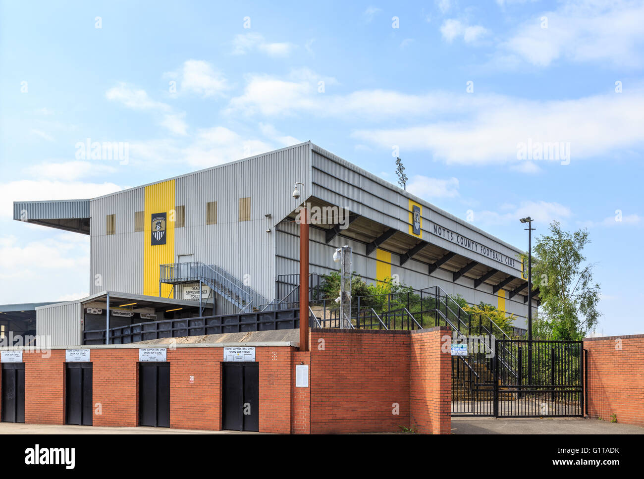 Außenseite von Notts County Football Club Boden. In Nottingham, England. Stockfoto