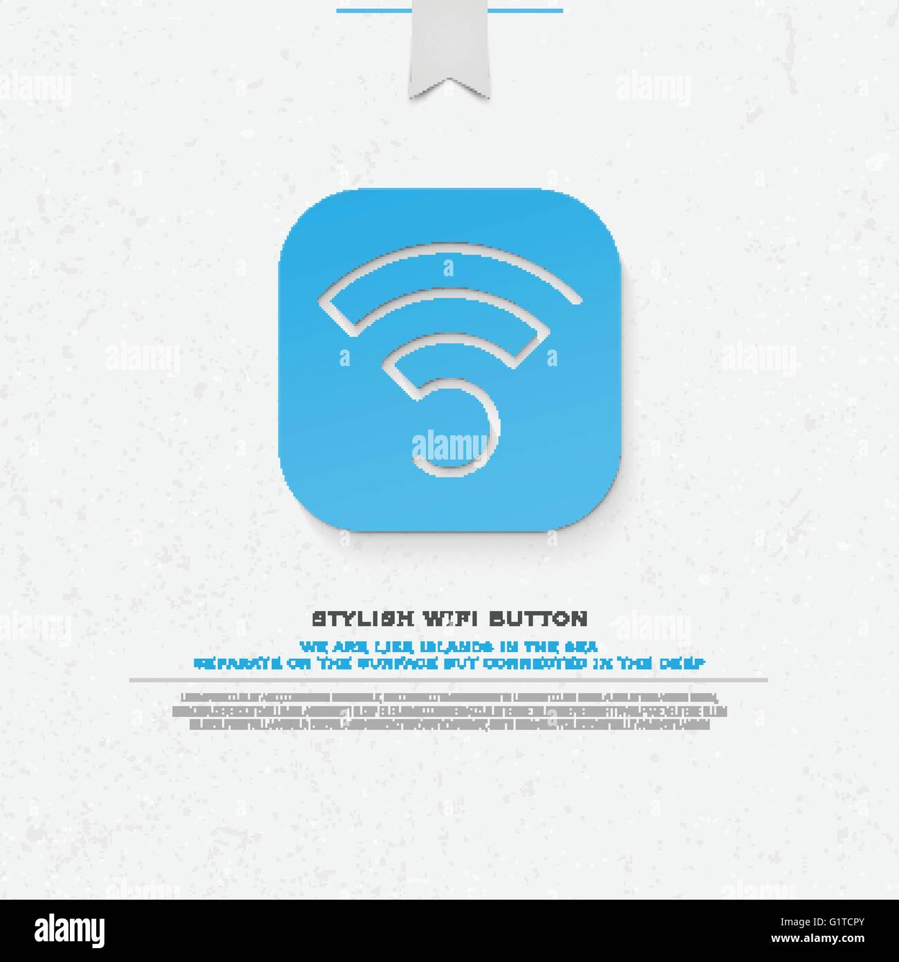 blaue Taste Stil drahtlose Anwendungssymbol und Wifi-Logo. isolierte Vektor Radiowelle Symbol. Kostenlose Internet Verbindung Zone Anmeldung Stock Vektor