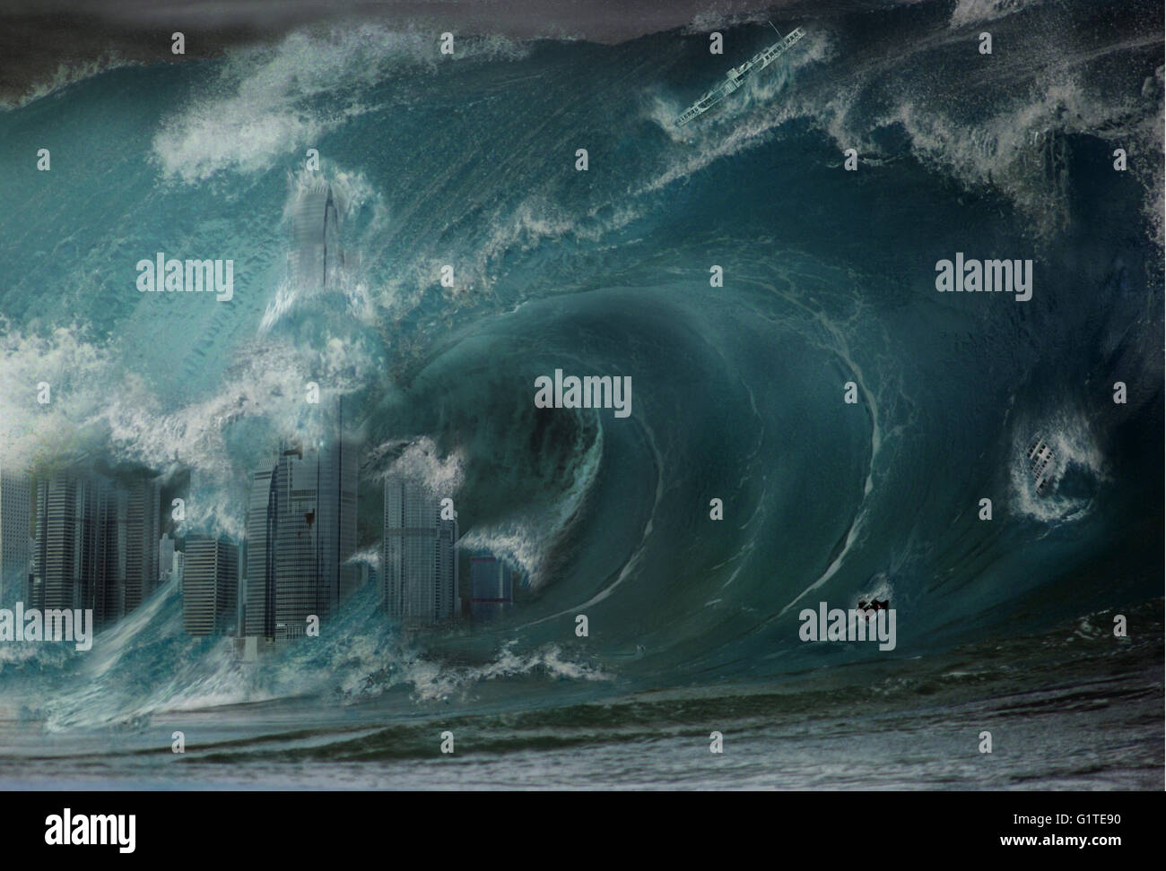 Eine HugeTsunami in Hongkong Stockfoto