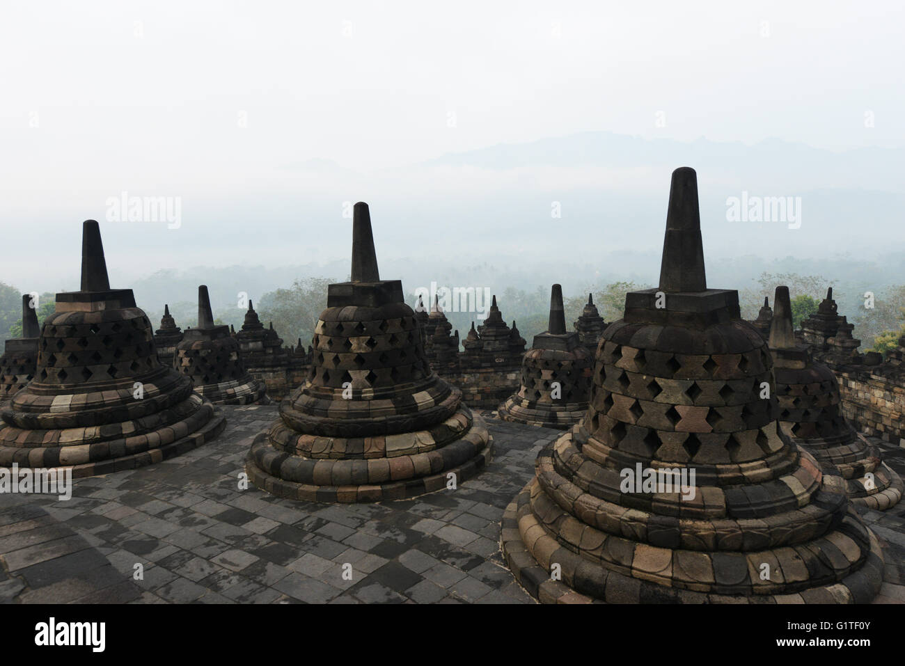 Der herrliche buddhistischen Borobudur-Tempel in Zentral-Java. Stockfoto