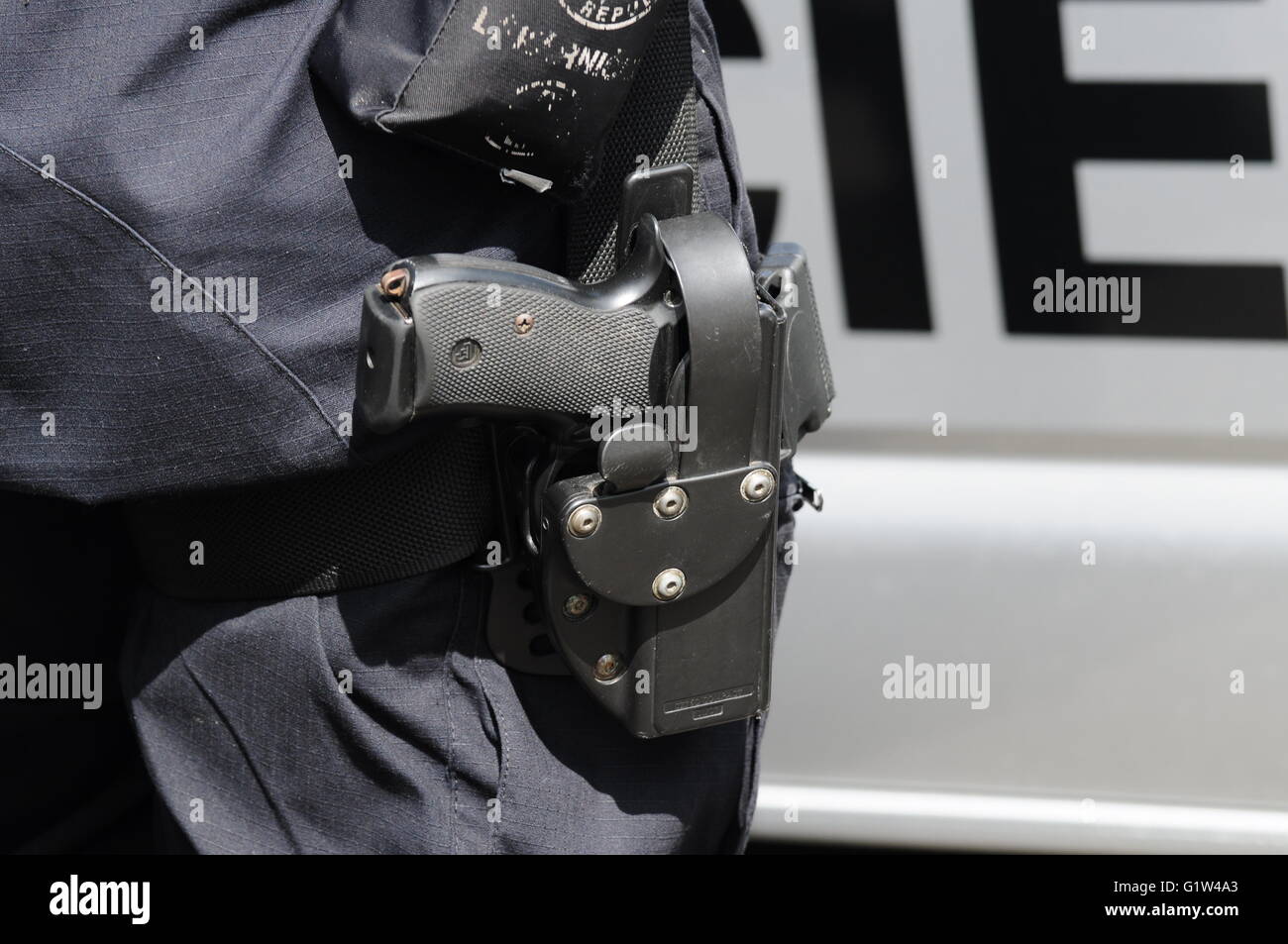 Waffe von einem Polizei Pistole Stockfoto