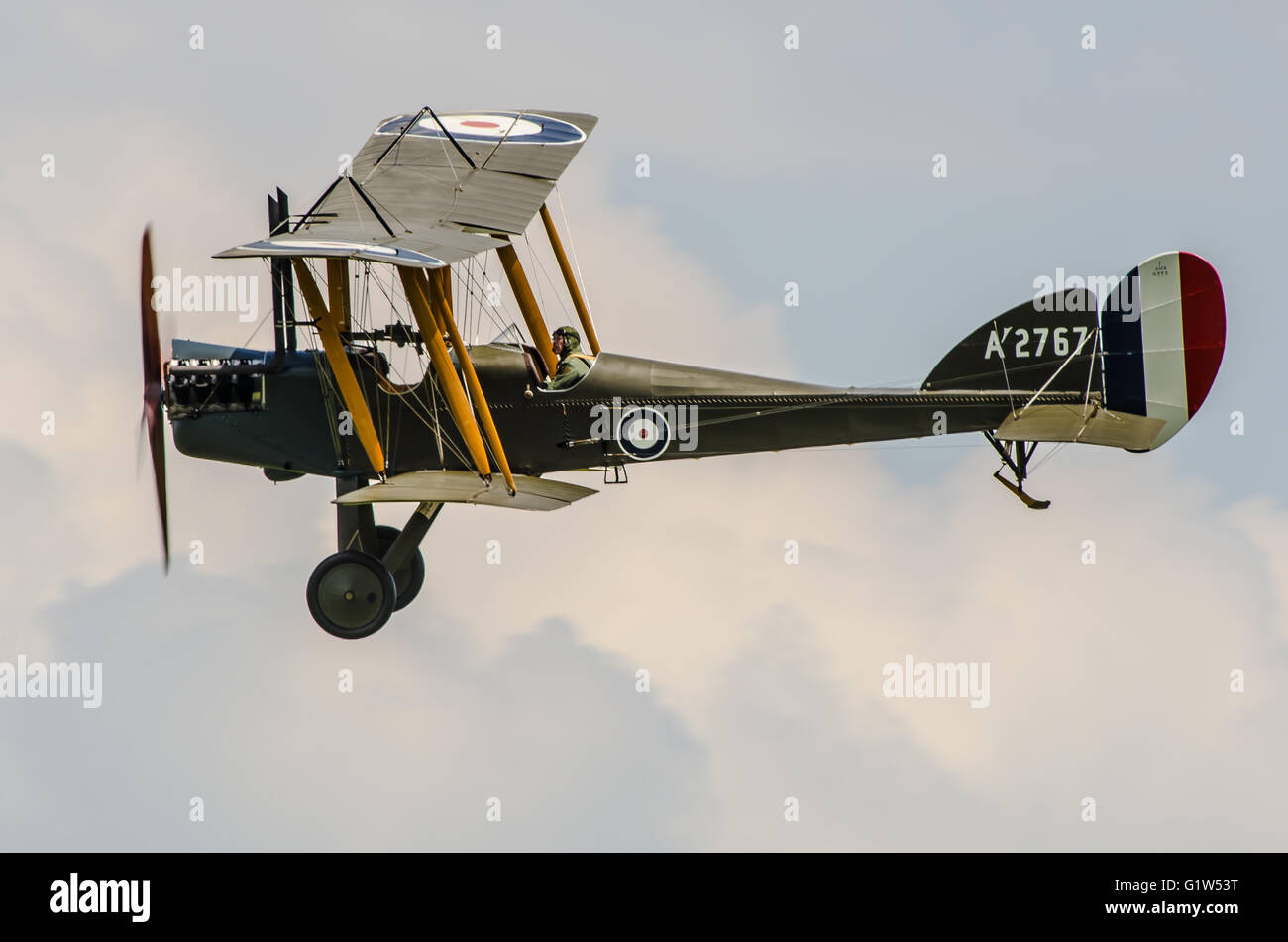 A2767 ZK-KOZ ist eine exakte Reproduktion der Zweisitzer 1916 Royal Aircraft Factory BE2e Aufklärung des Royal Flying Corps Stockfoto