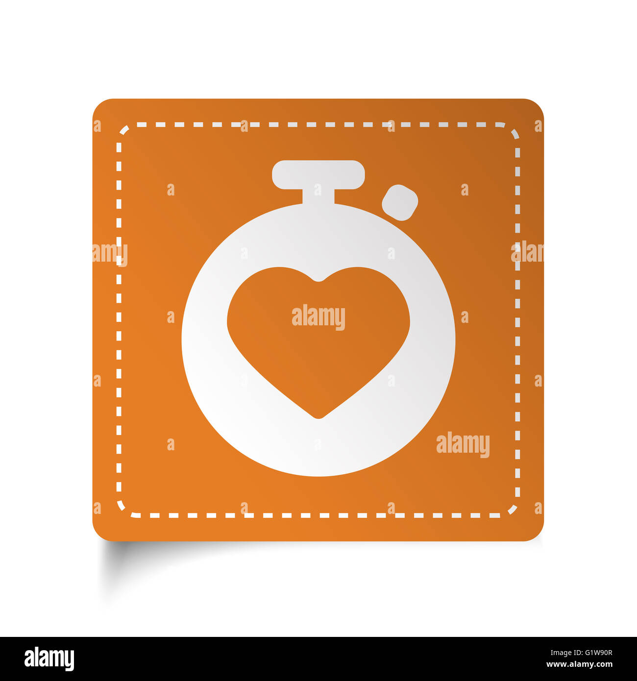Weiße flache Heart Rate Monitor Symbol auf orange Aufkleber Stockfoto