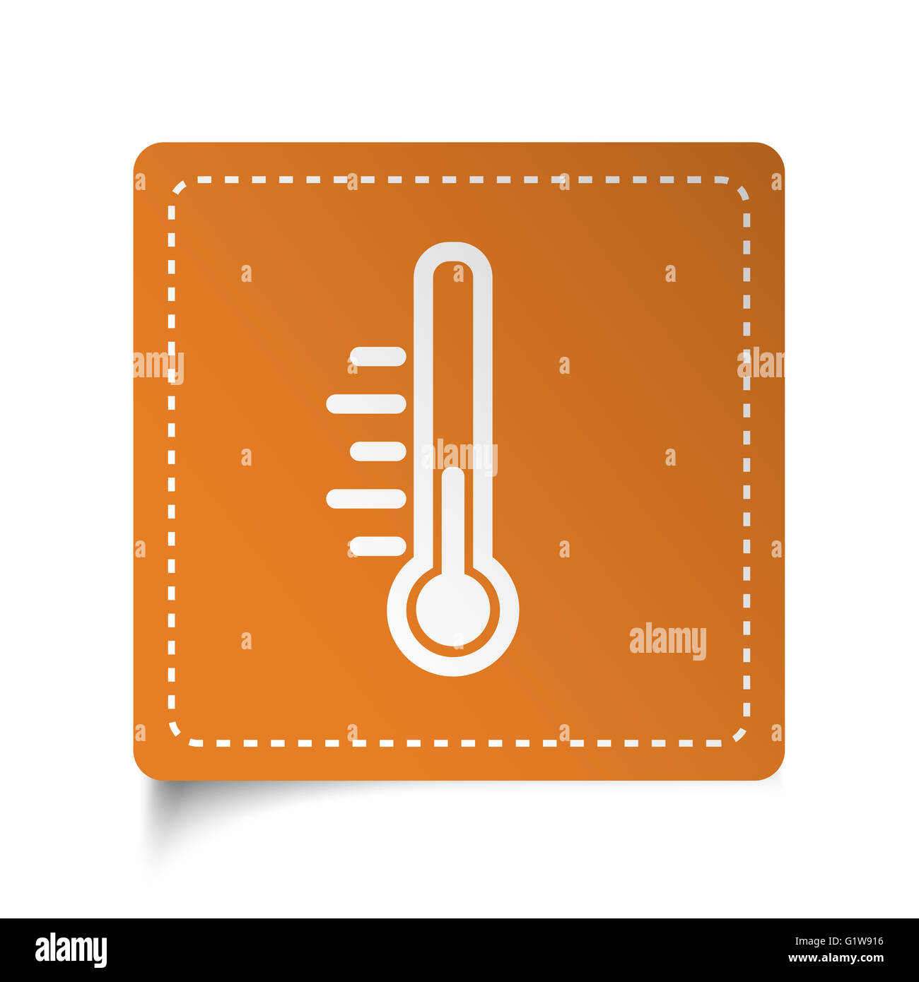 Weiße flache Temperatur-Symbol auf orange Aufkleber Stockfoto