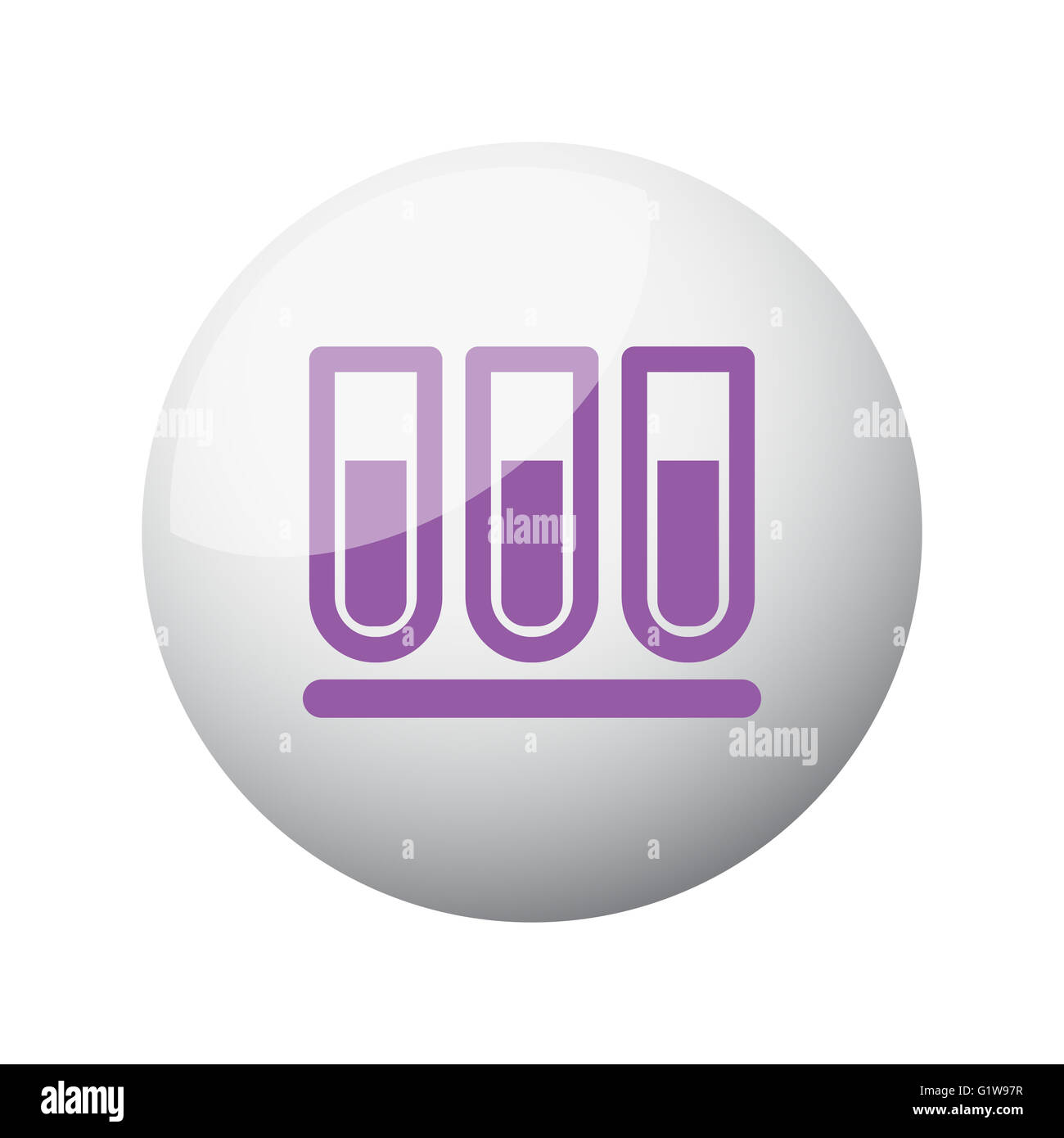 Flache lila Reagenzglas Symbol auf 3d Kugel Stockfoto
