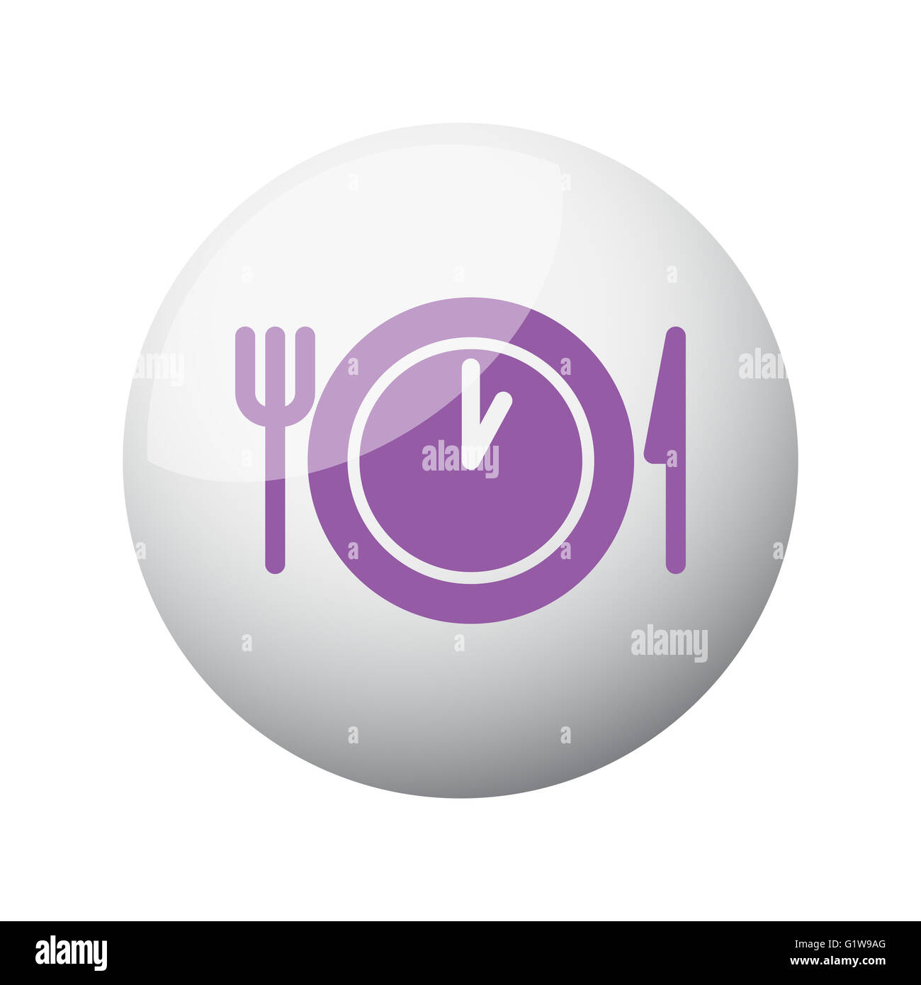 Flache lila Mittagszeit Symbol auf 3d Kugel Stockfoto