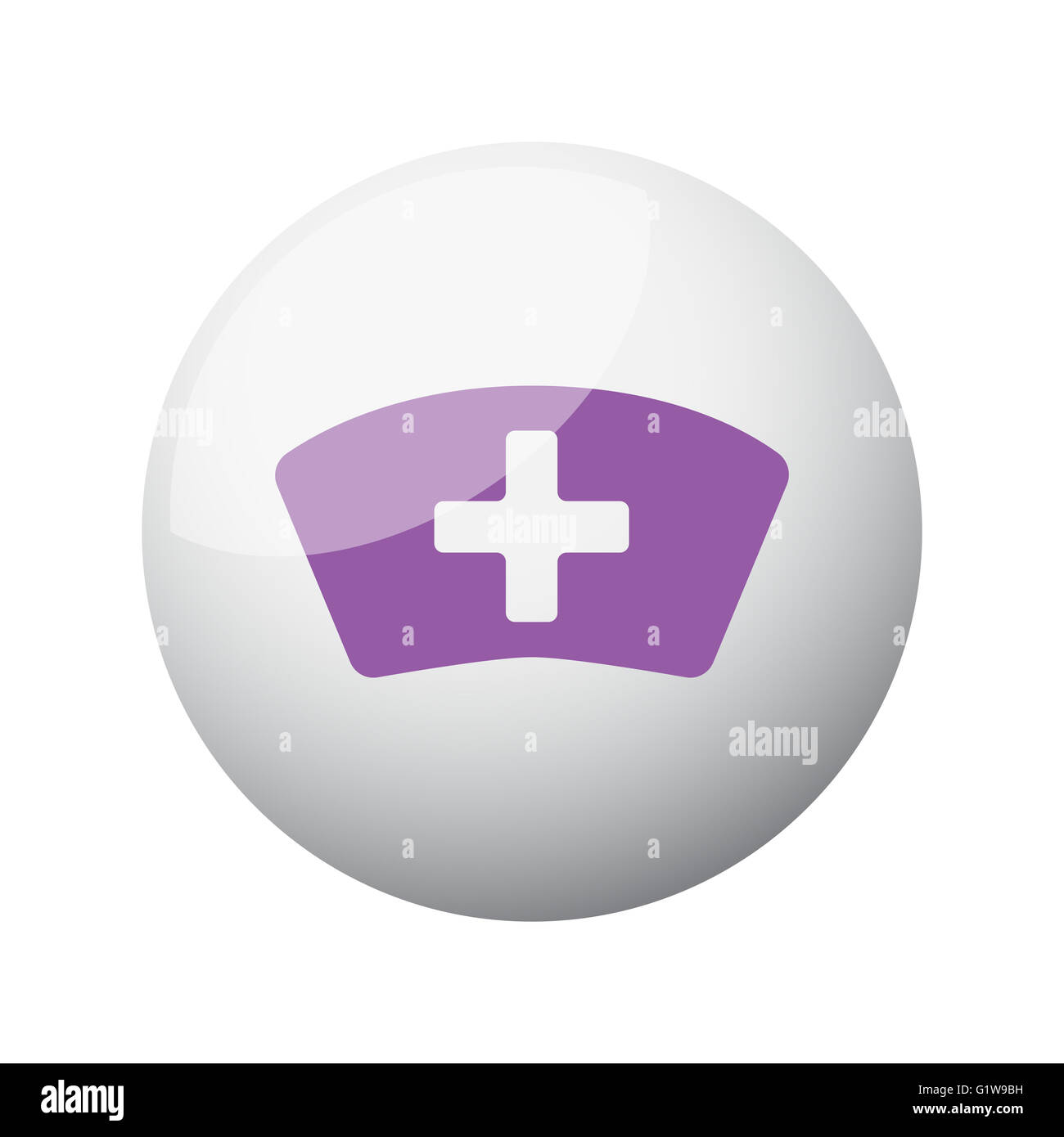 Lila Krankenschwester Symbol auf 3d Kugel flach Stockfoto