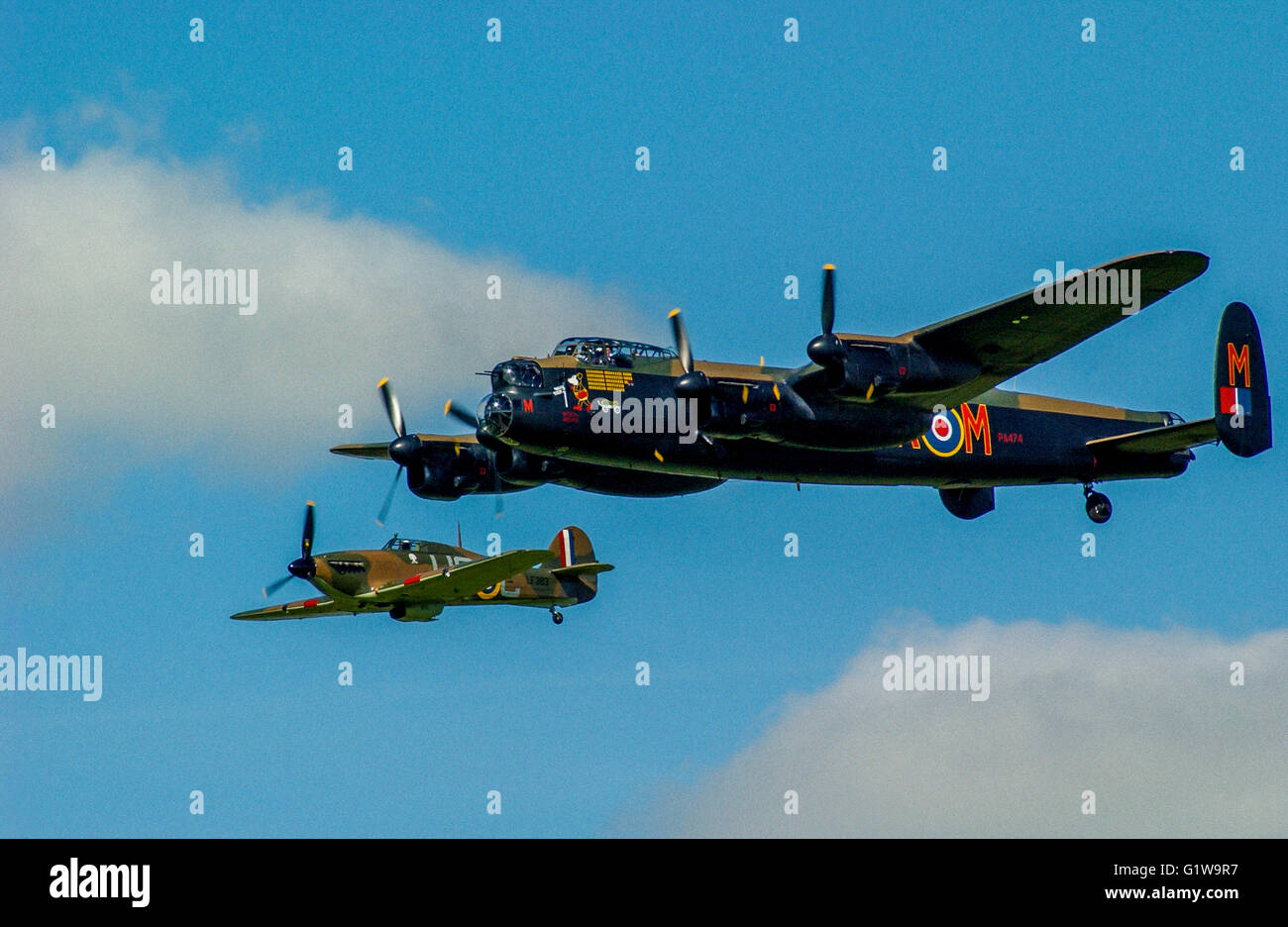 Hurrikan-LF363 und Lancaster PA474 Stockfoto