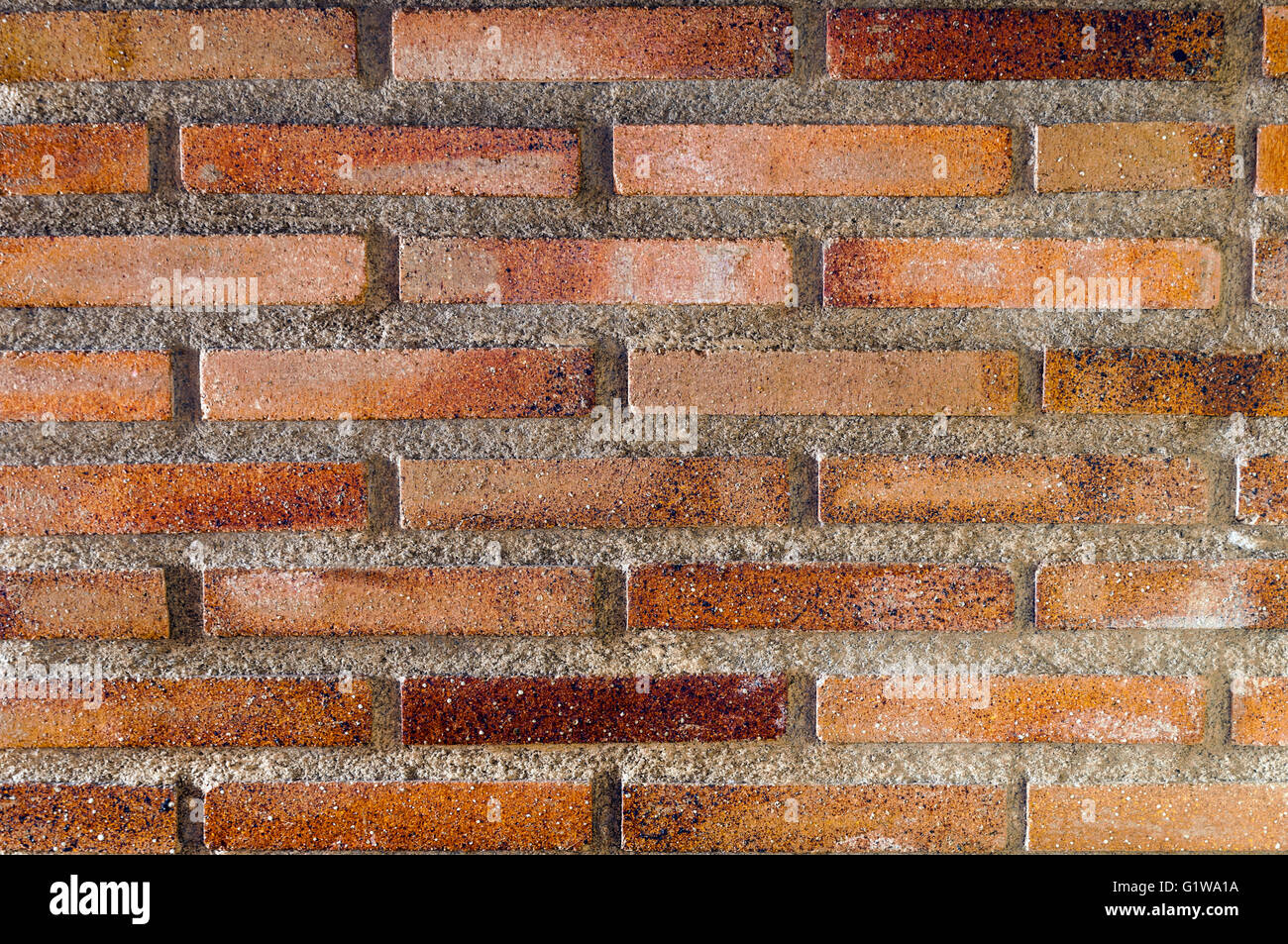 Roten rustikale Backsteinmauer und Zement, Hintergrundtextur Stockfoto
