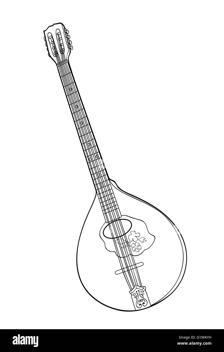 Irische Bouzouki gezeichnet in der hand tehnique Stock Vektor