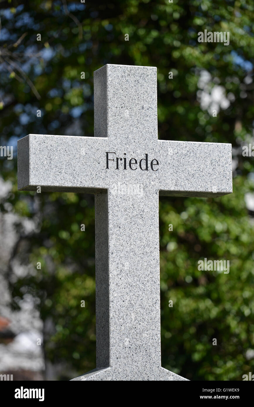 Greifen Sie, Kreuz, Friede, Invalidenfriedhof, Scharnhorststraße, Mitte, Berlin, Deutschland Stockfoto