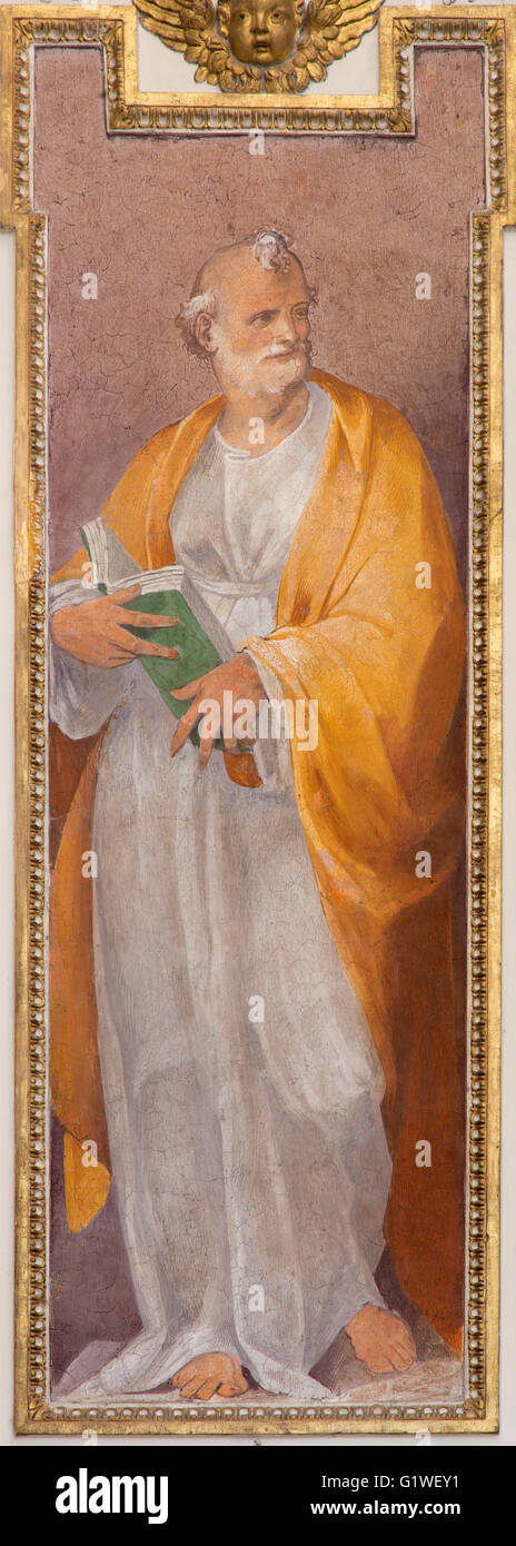 Rom, Italien - März 2016: Die St. Peter der Apostel Fresko in der Kirche Basilica San Giovanni dei Fiorentini von Nicolo Circignani Stockfoto