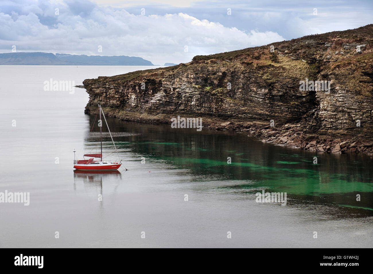 Schaluppe an Liegeplatz von Drinan Elgol Isle Of skye Stockfoto