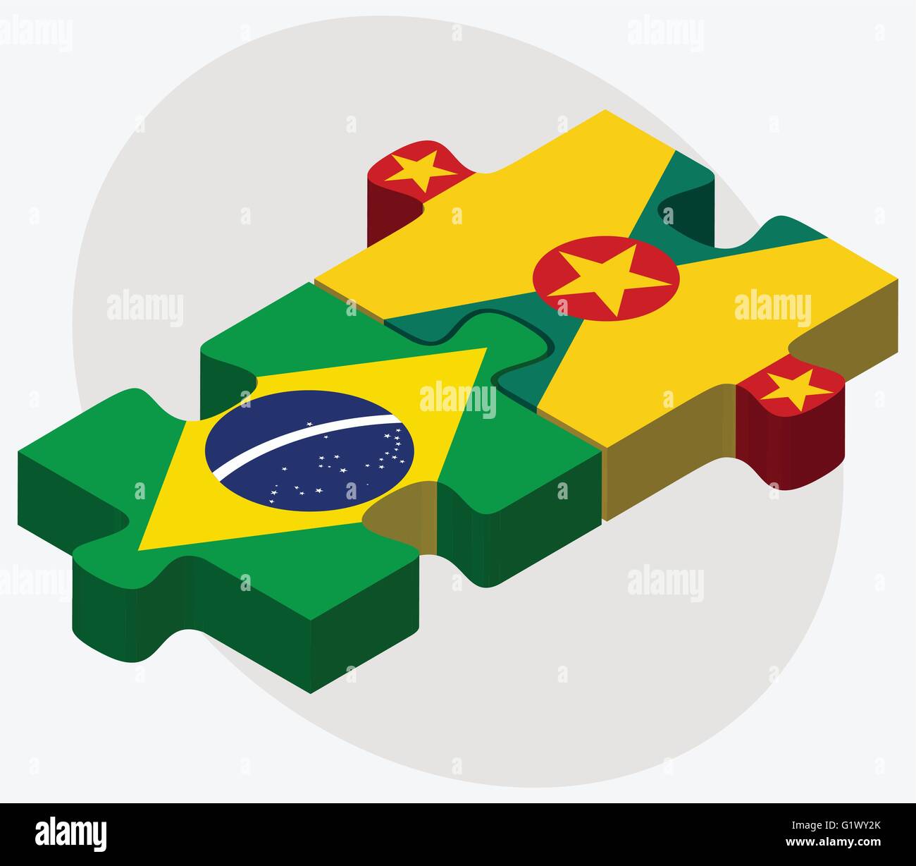 Brasilien und Grenada Flaggen in puzzle isolierten auf weißen Hintergrund Stock Vektor