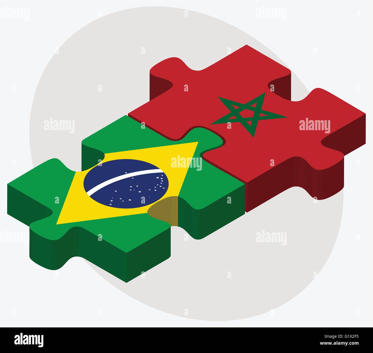 Brasilien und Marokko Flaggen in puzzle isolierten auf weißen Hintergrund Stock Vektor