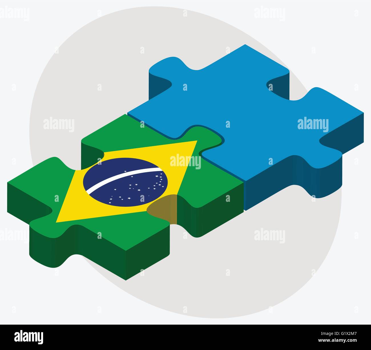 Brasilien und Saint-Pierre und Miquelon Flaggen in puzzle isolierten auf weißen Hintergrund Stock Vektor