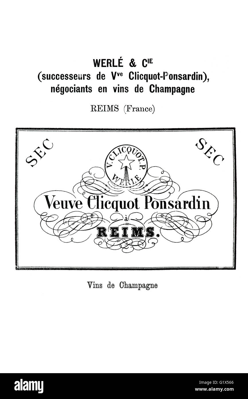 Historische Marke Veuve Clicquot Champagner aus dem Jahr 1897 Stockfoto