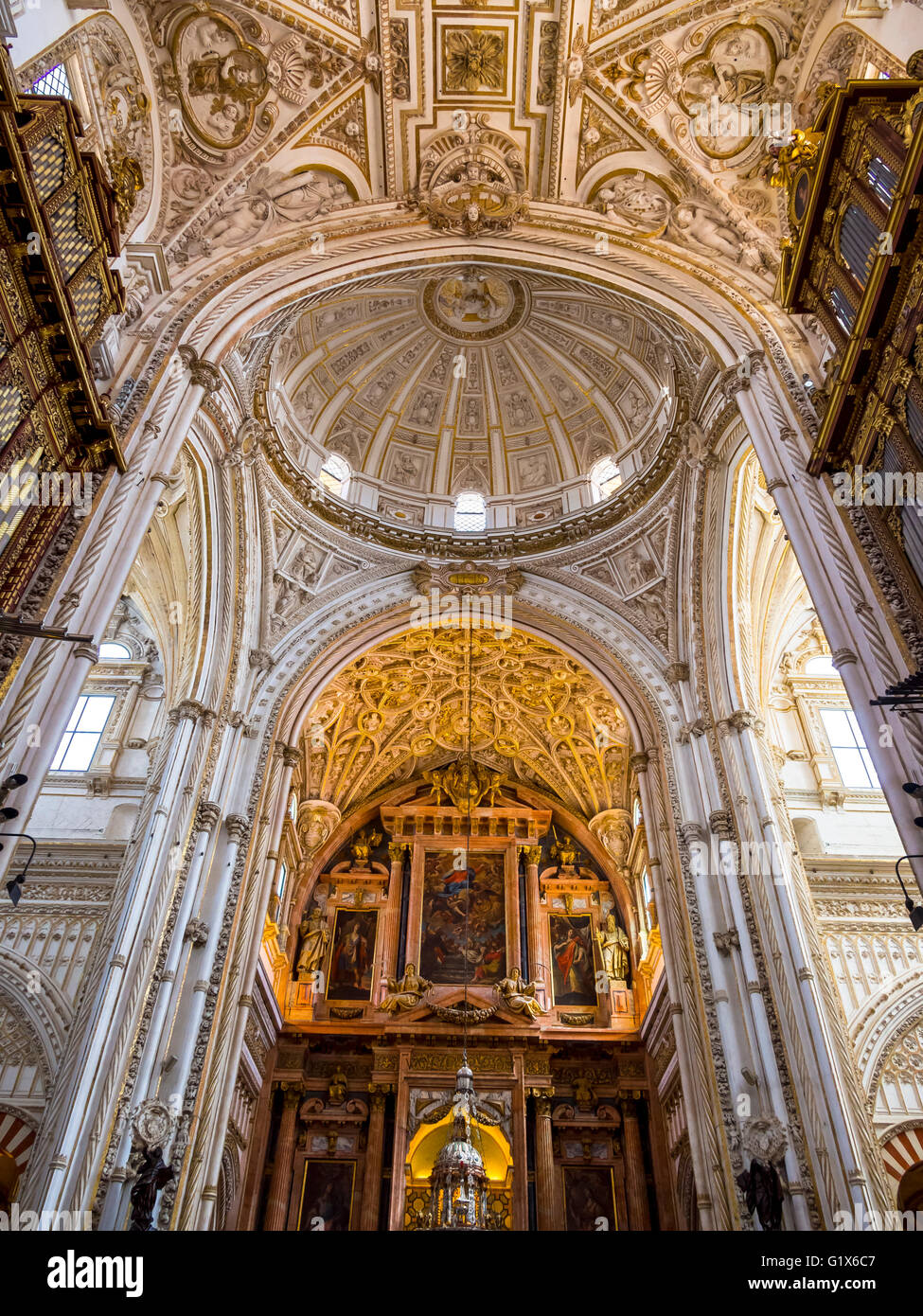 Chor der Mezquita, Moschee von Cordoba oder die Empfängnis der Gottesmutter, Interieur, Provinz Córdoba, Provinz Córdoba Stockfoto