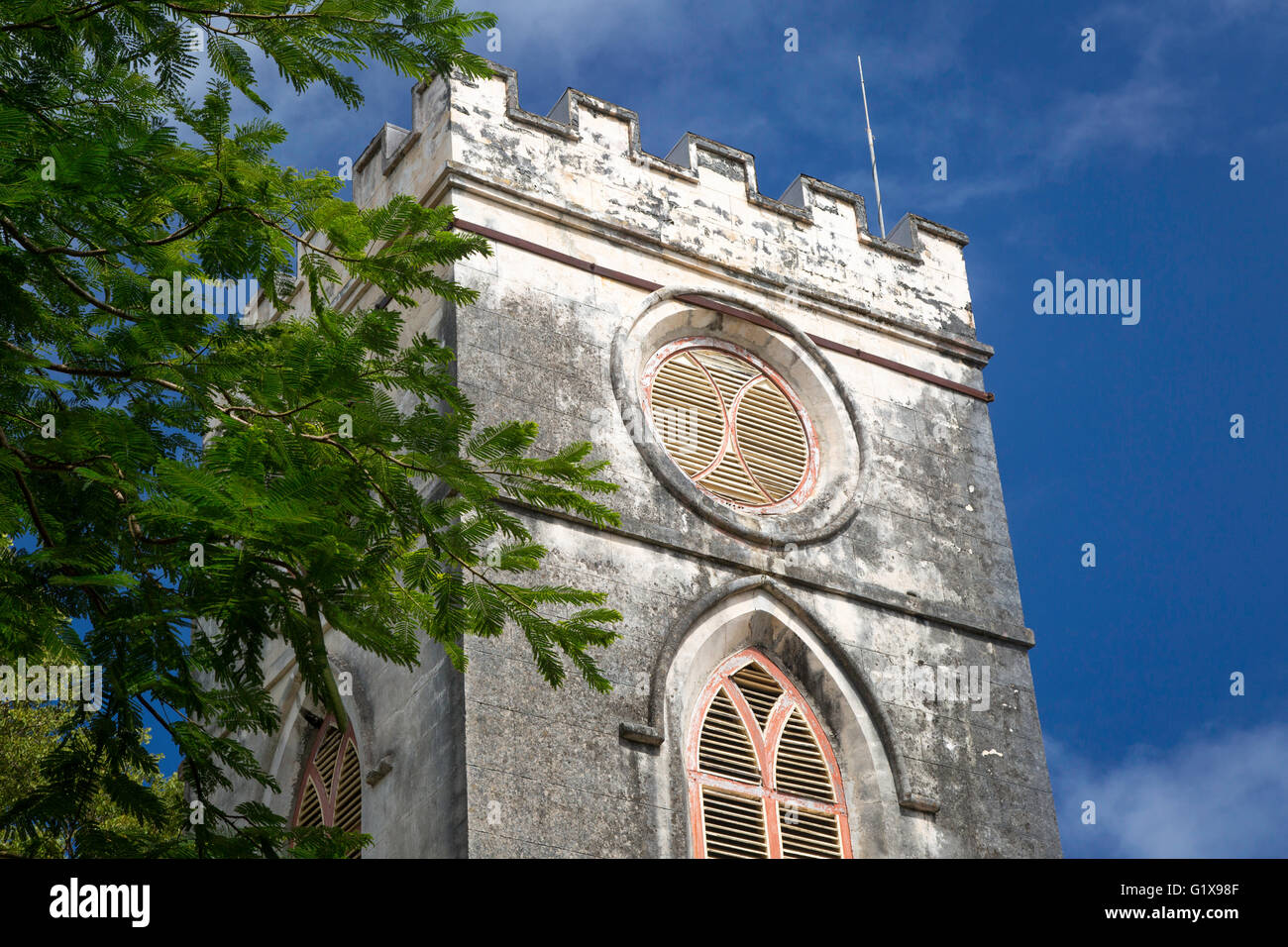 Turm von Saint Johns Pfarrkirche, Barbados, West Indies Stockfoto