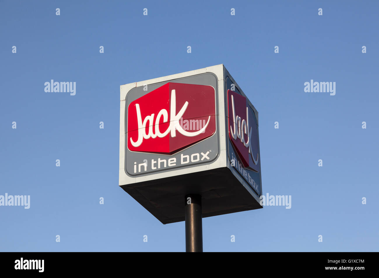 Amerikanische Fast-Food-Restaurant-Kette Jack in der Box. Fort Worth, Texas, USA Stockfoto