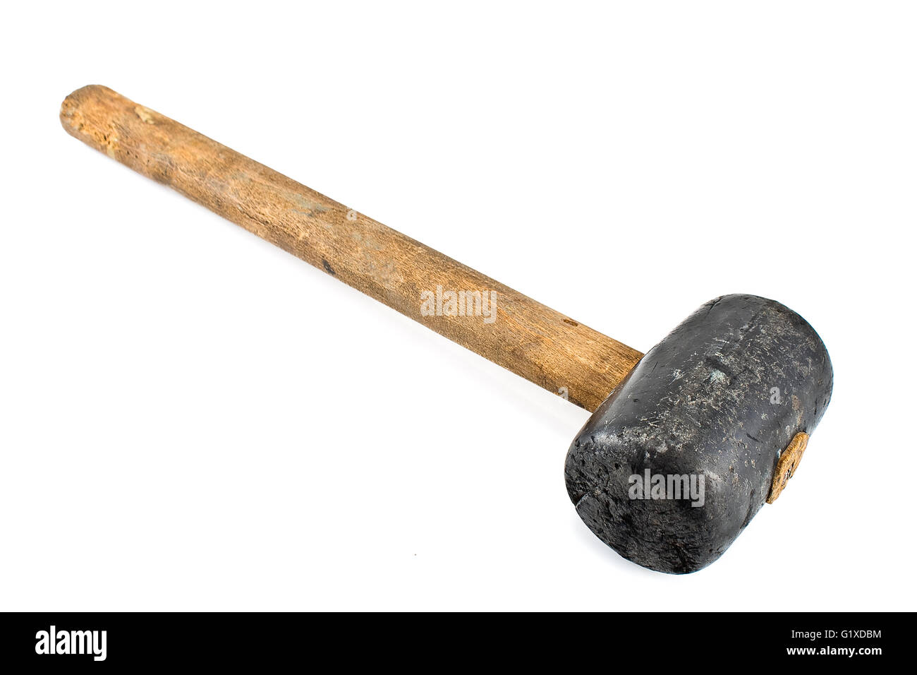 Alten Sledge hammer isolierten in weißen Hintergrund Stockfoto