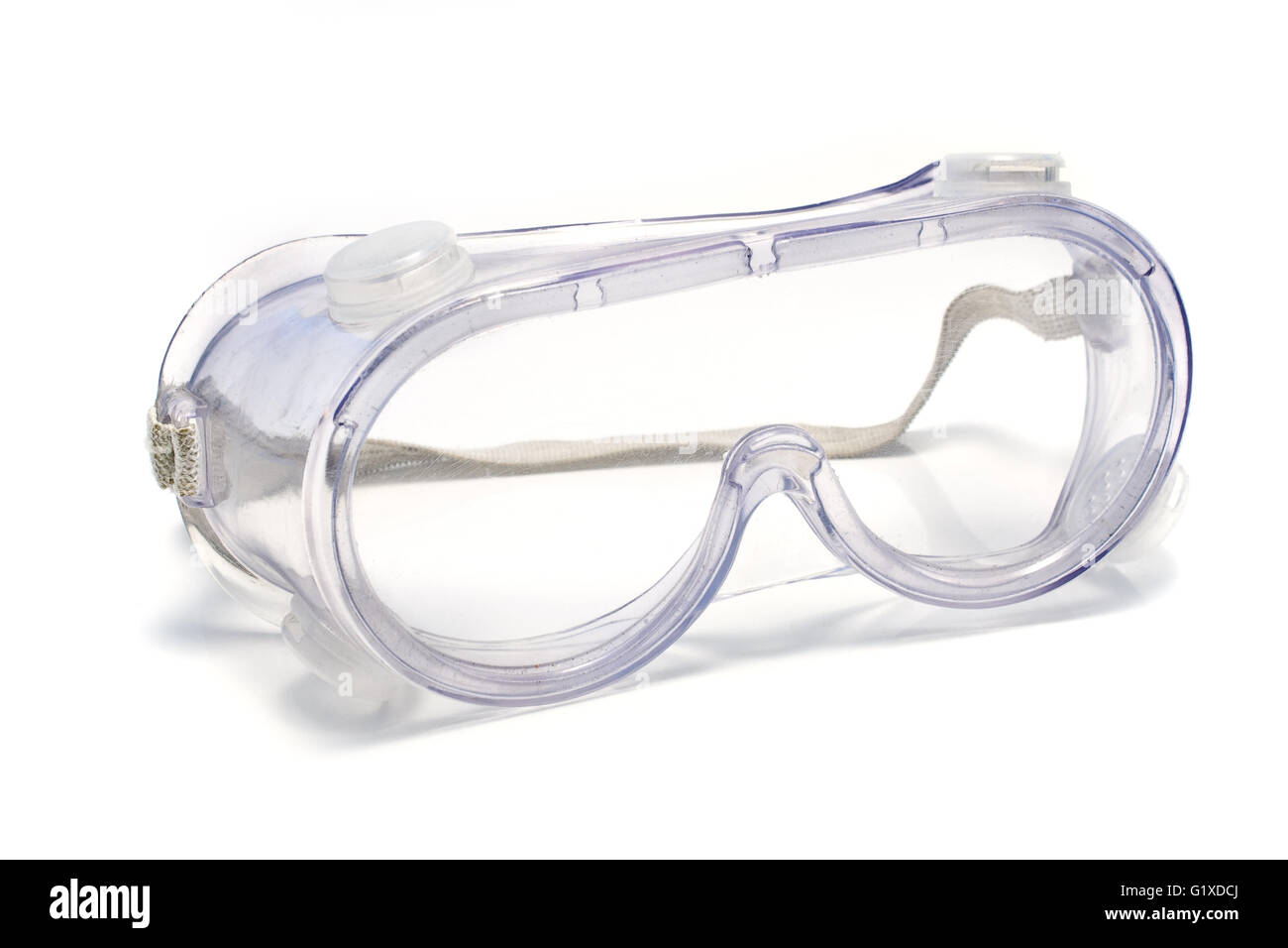 Klar Schutzbrille isoliert auf weiss Stockfoto