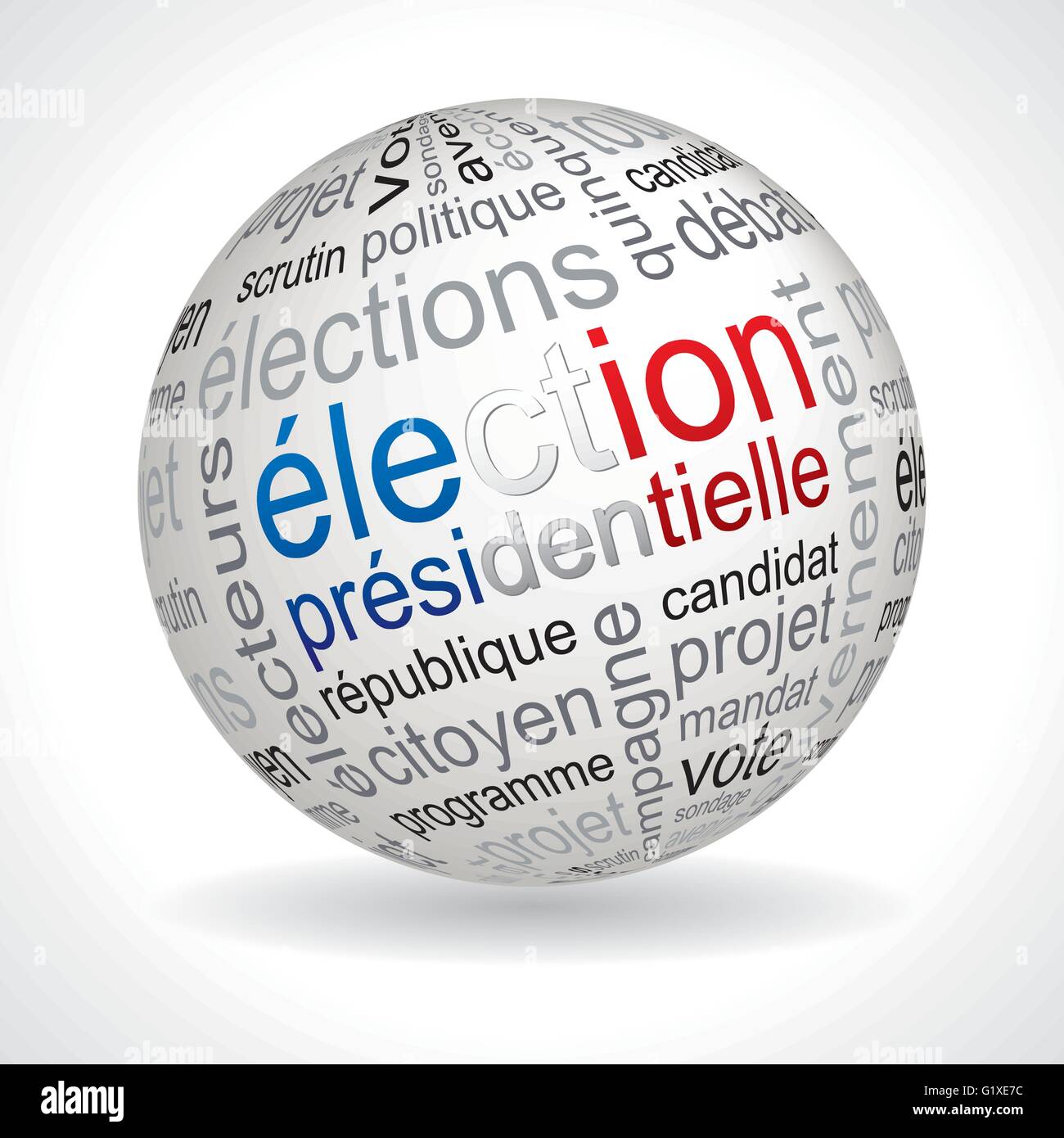 Französische Präsidentschaftswahl Thema Kugel mit Keywords voll Vektor Stock Vektor