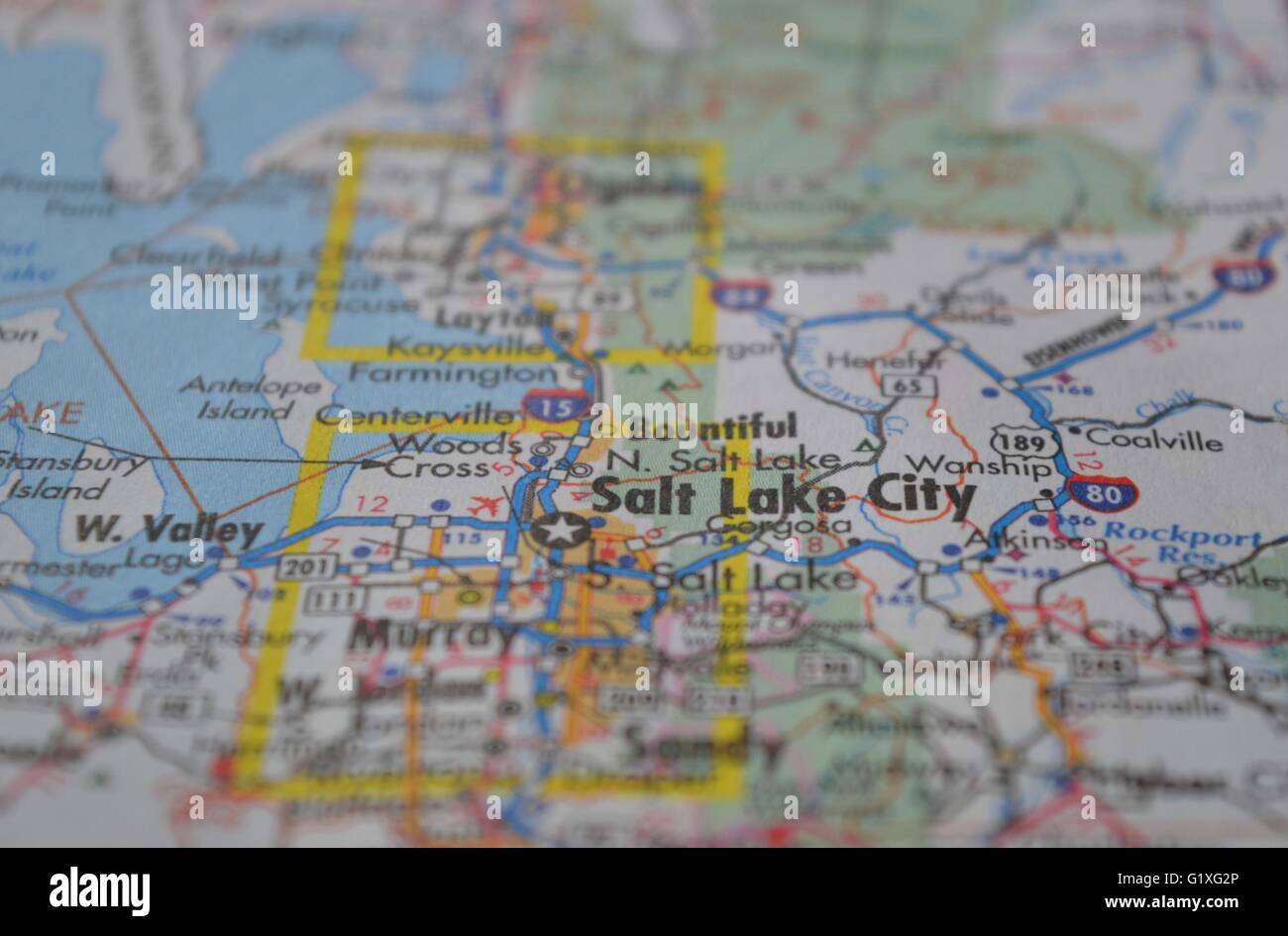 Salt Lake City Karte Stockfoto