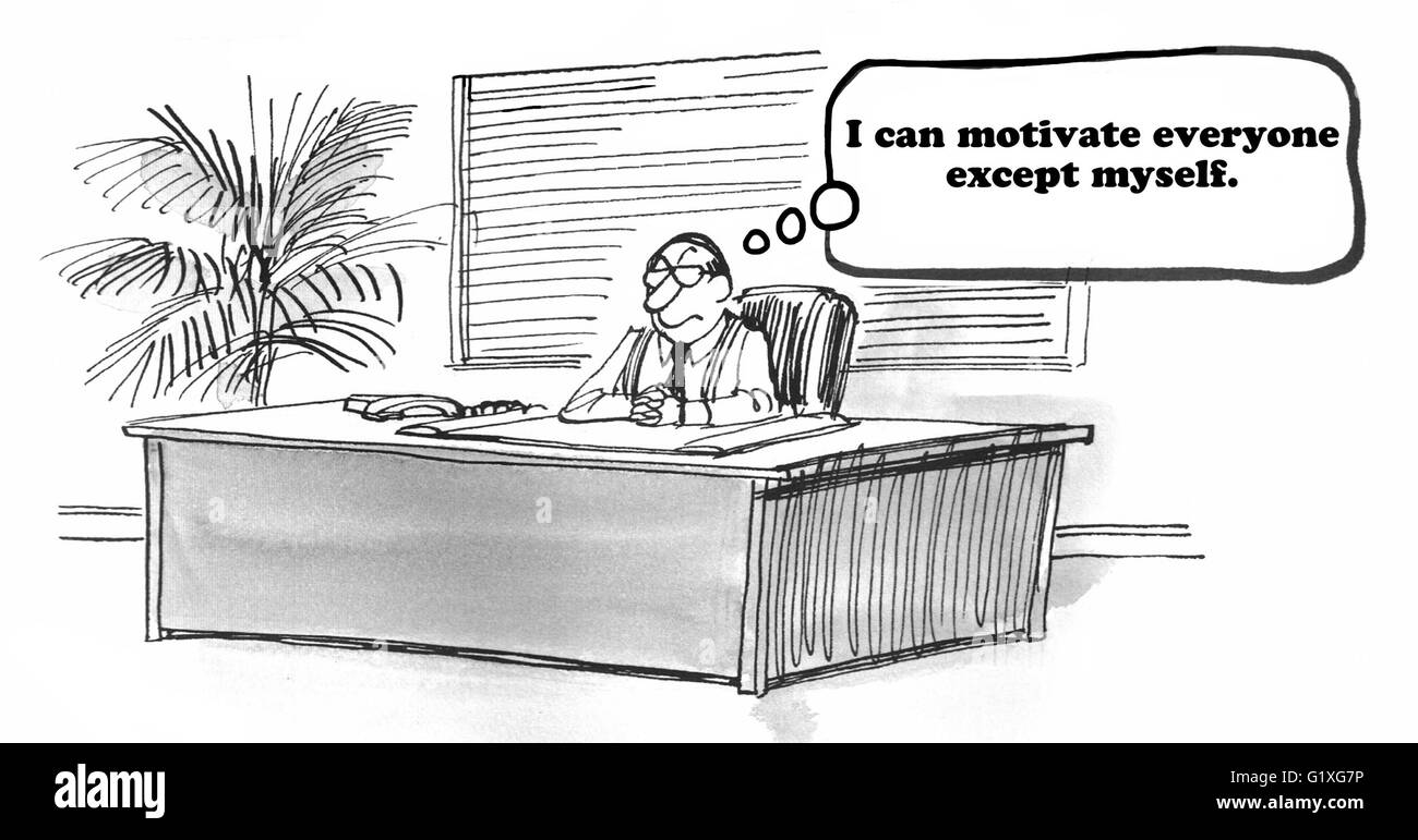 Geschäftliche Cartoon über nicht selbst motiviert. Stockfoto