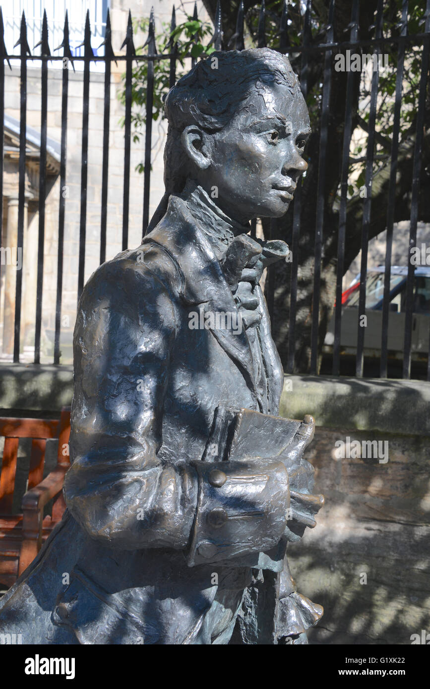 Statue von Robert Fergusson, schottische Dichter, Edinburgh, Großbritannien Stockfoto