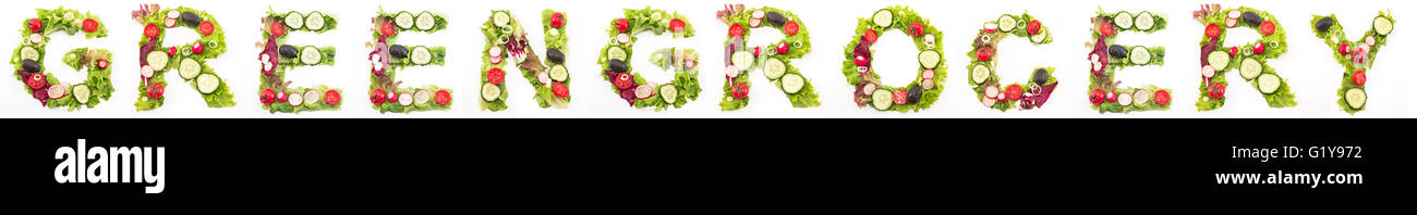 Wort Gemüsehandel Salat gemacht. Stockfoto